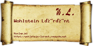 Wohlstein Lóránt névjegykártya